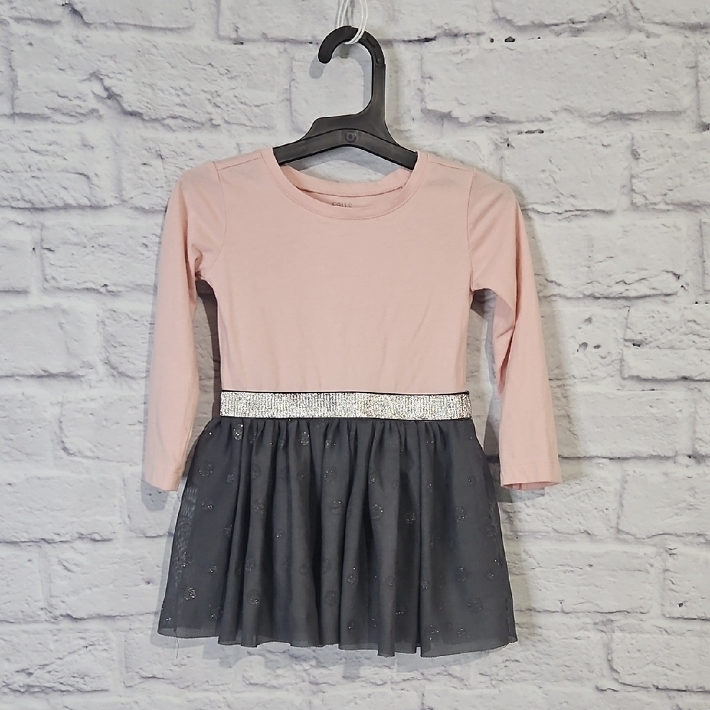 Falls Creek Pink and Gray Long Sleeve Fit and Flare Dress